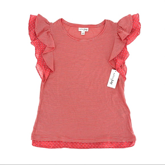 Maison Jules Tops - Maison Jules Coral Striped Short Sleeve Tee, NWT